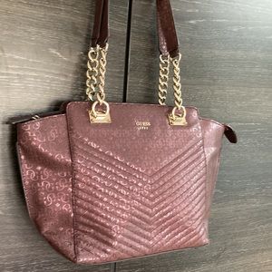 Guess Metallic Berry Quilted Large Shoulder Bag Carry All VGC